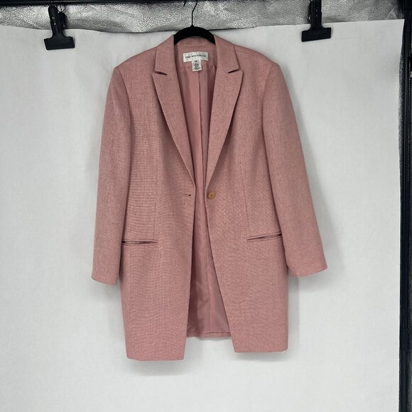 Jones New York | Size 14. Pink One Button Long Blazer - Picture 1 of 8